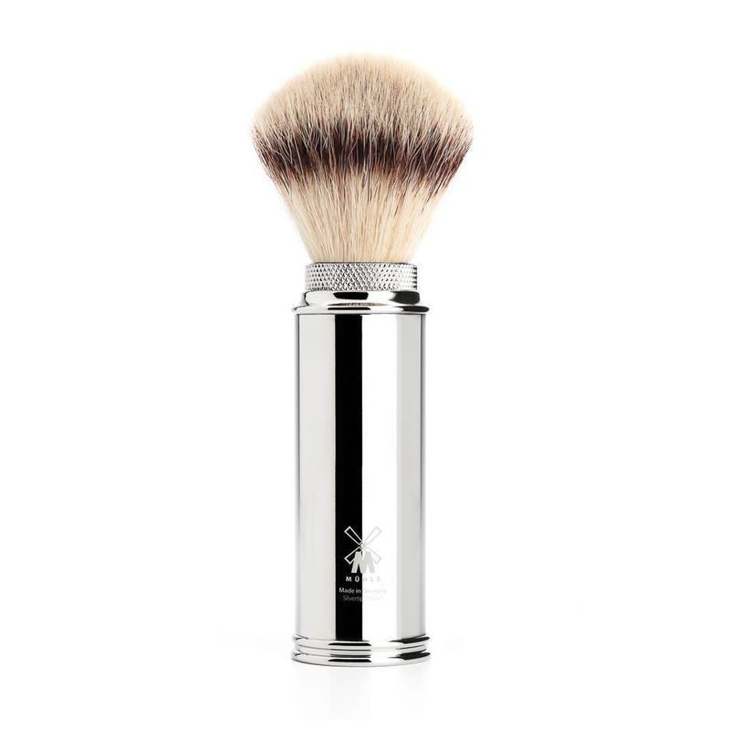 Cepillo de Afeitar MÜHLE Chrome de Fibra Silvertip para Viaje