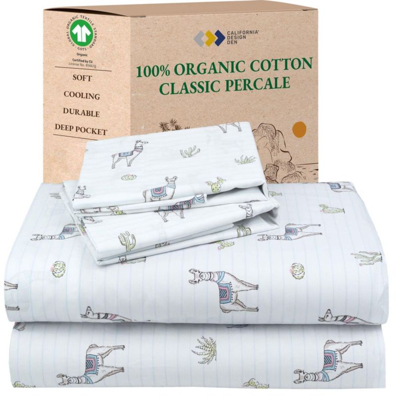 Sábanas California Design Den Queen de Algodón Orgánico con Estampado de Llama