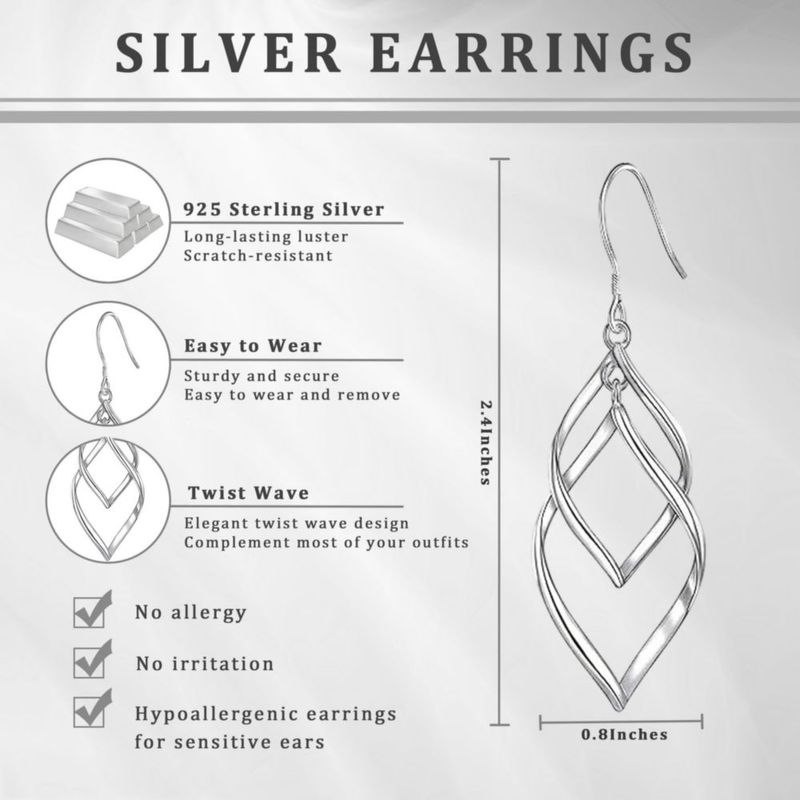 Pendiente colgante Bassion de 5 cm plata de ley 925 chapada en oro de 14 k