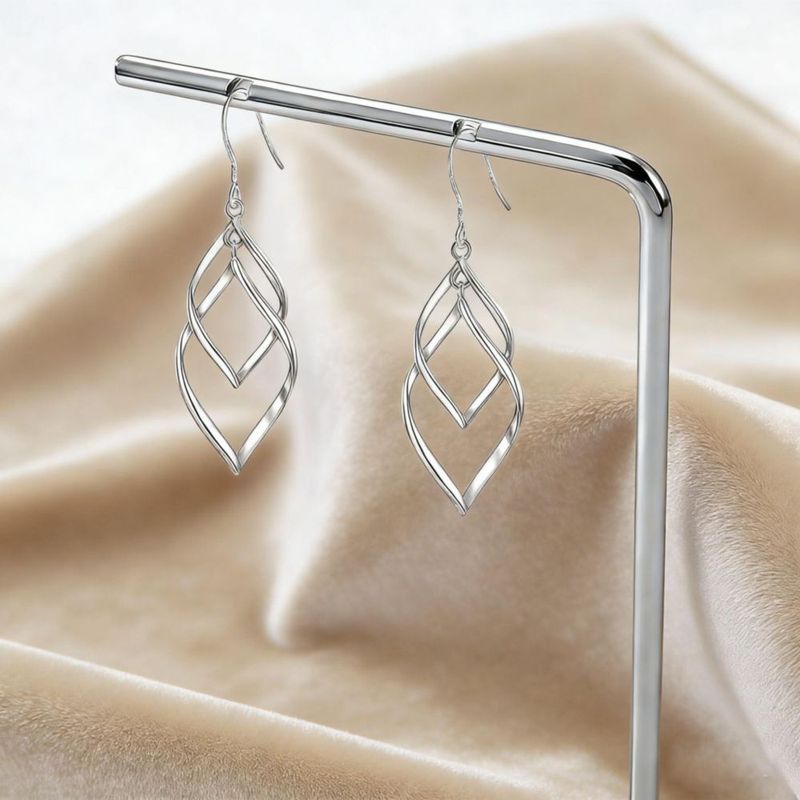 Pendiente colgante Bassion de 5 cm plata de ley 925 chapada en oro de 14 k