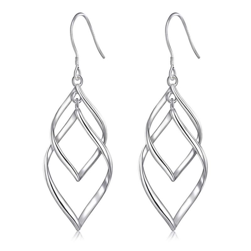 Pendiente colgante Bassion de 5 cm plata de ley 925 chapada en oro de 14 k