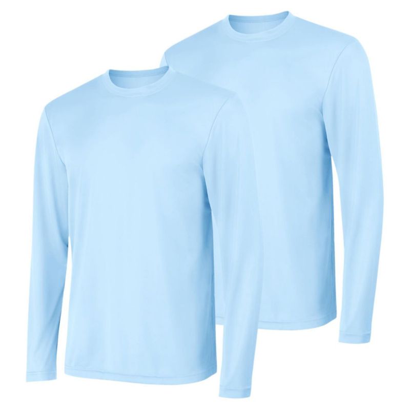 Camiseta Hanes de manga larga talla extra grande pack de 2 azul claro UPF 50+