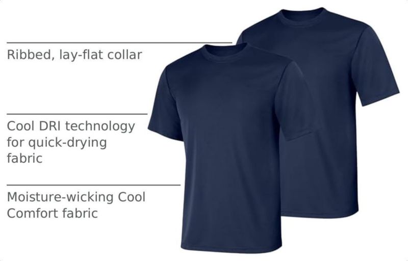CAMISETA Hanes 3XL Azul Marino Cool Dri Performance para hombre