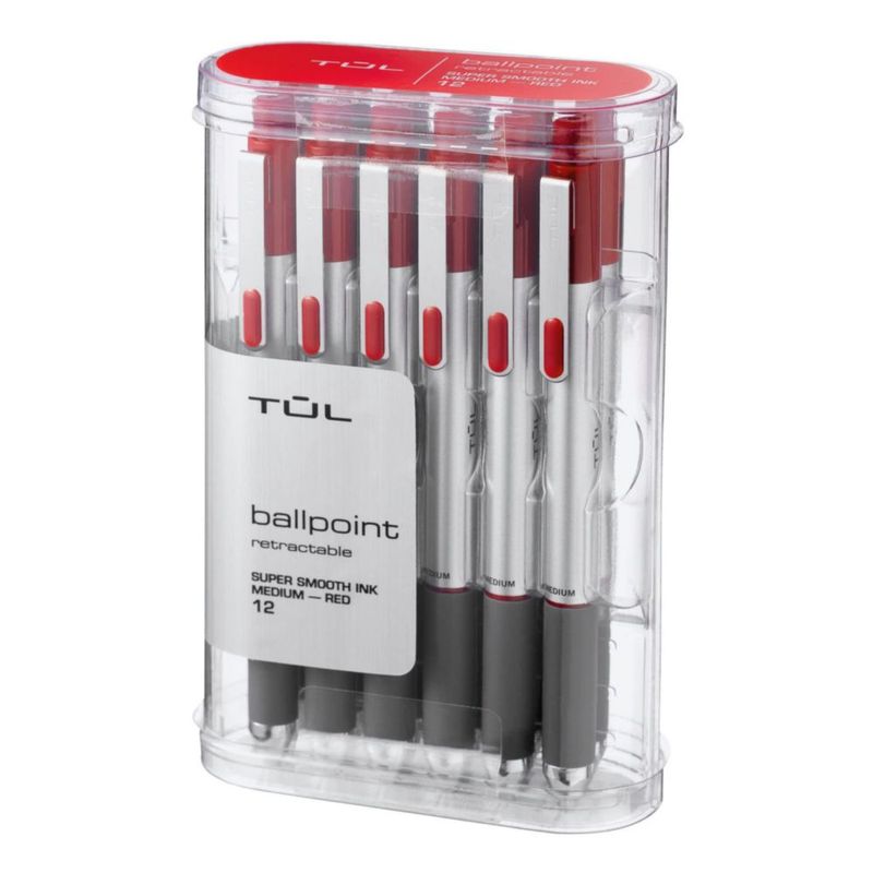 Bolígrafo TUL Retráctil 10 mm Rojo - Pack de 12