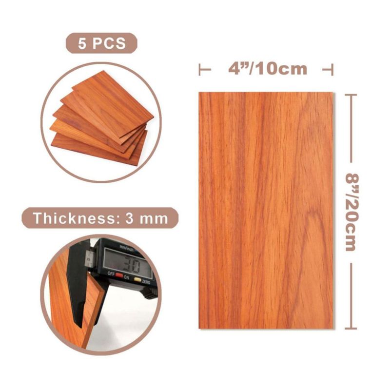 Láminas de Madera Craftiff 20 x 10 cm 3 mm Padauk – Pack de 5