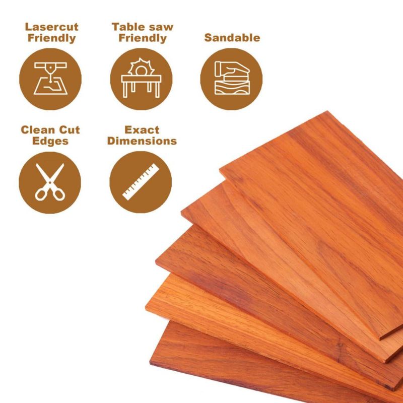 Láminas de Madera Craftiff 20 x 10 cm 3 mm Padauk – Pack de 5