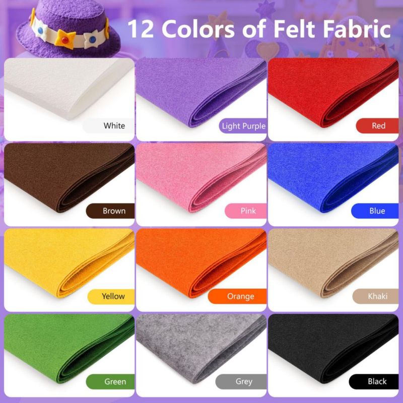 Hojas de fieltro FEIYAUMI 20x90 cm paquete de 12 grosor 1 mm