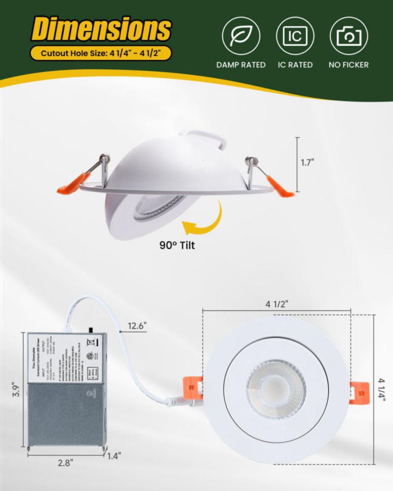 Foco empotrado LED ZYC 10 cm 9 W 5 CCT con cabezal giratorio