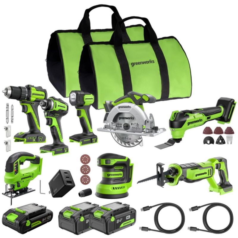 Kit de Herramientas Eléctricas Greenworks 24V 8 Herramientas 4.0Ah + 2.0Ah