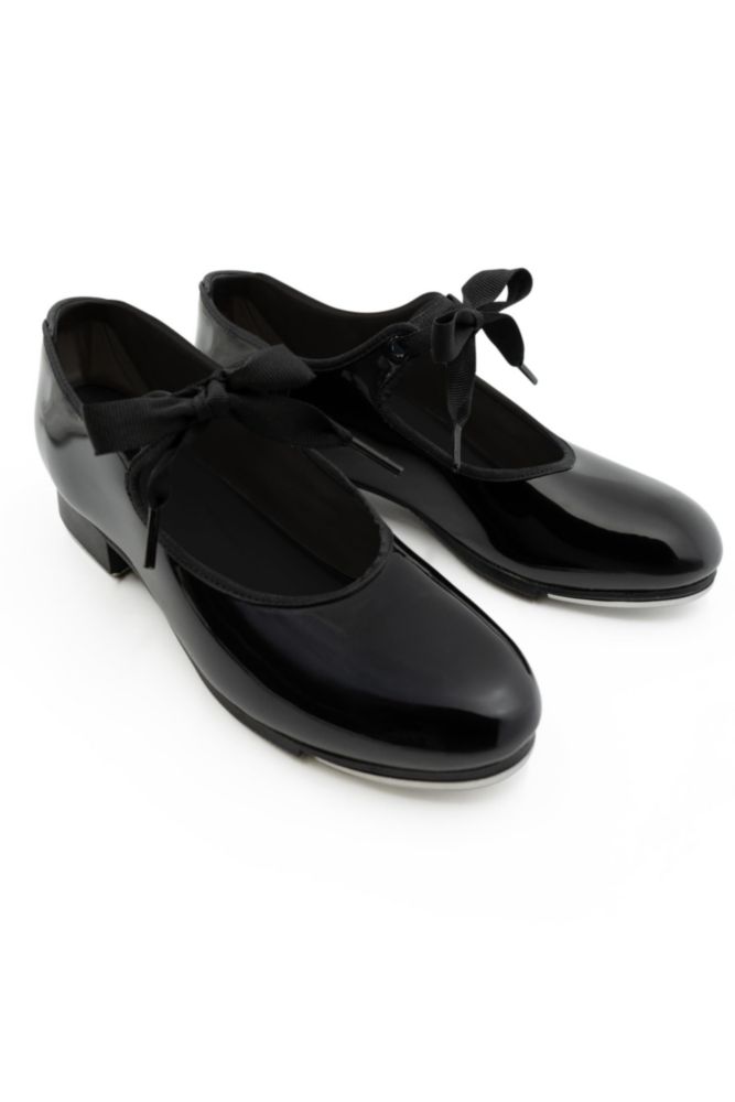 Zapato de claqué Capezio Jr. Tyette negro con charol – talla 1 M (EE. UU.)