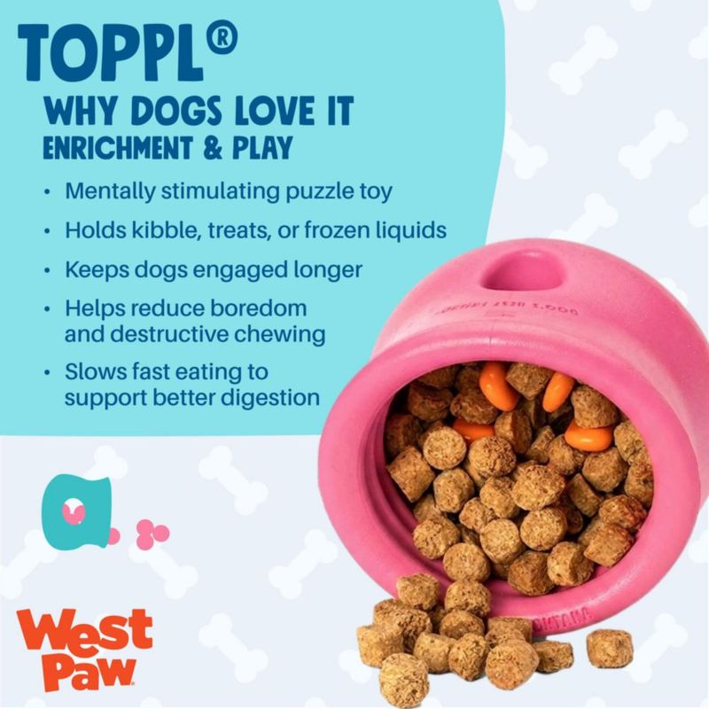 Juguete para perro WEST PAW Toppl grande (Geranio) dispensador de premios