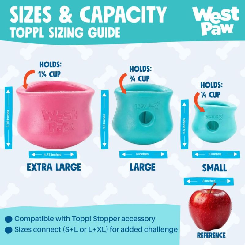Juguete para perro WEST PAW Toppl grande (Geranio) dispensador de premios
