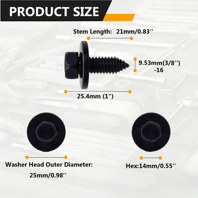 Tornillos CHENACC 3/8"-16 x 25 cm paquete de 25 negro zincado