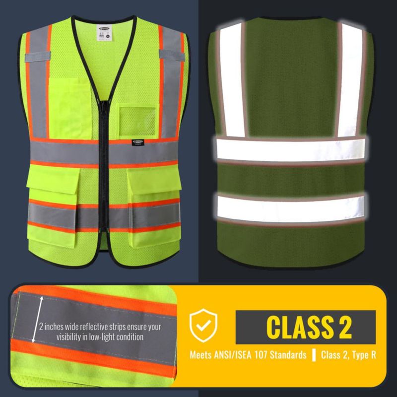 Chaleco de Seguridad JKSafety 2XL Amarillo de Alta Visibilidad con Bolsillos