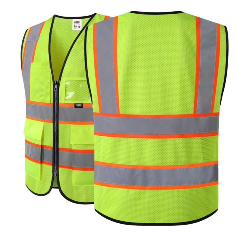 Chaleco de Seguridad JKSafety 2XL Amarillo de Alta Visibilidad con Bolsillos