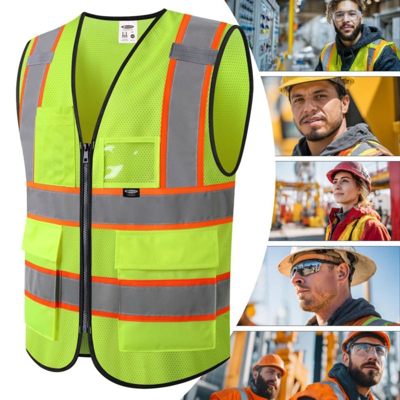 Chaleco de Seguridad JKSafety 2XL Amarillo de Alta Visibilidad con Bolsillos