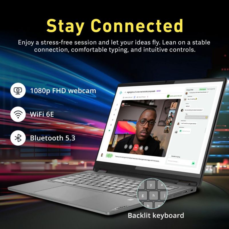 Portátil Lenovo Flex 5i Chromebook Plus de 14" pantalla táctil i5