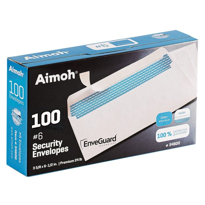 Sobre Aimoh #6 3/4 Seguridad paquete de 100 blanco 24 lb