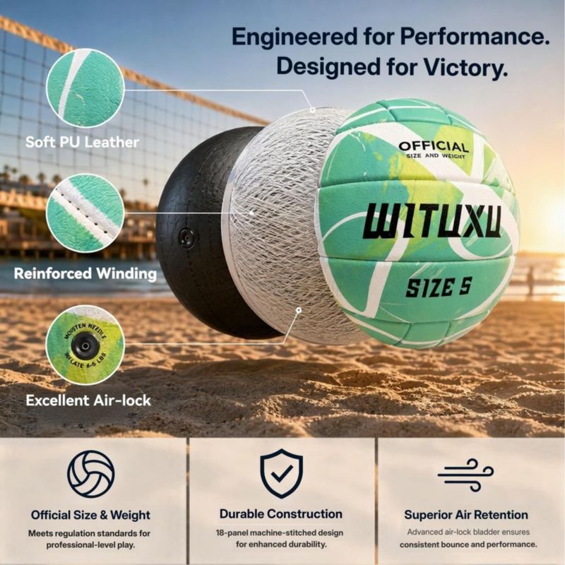Voleibol WITUXU Tamaño 5 289 g Toque Suave para Interior y Exterior