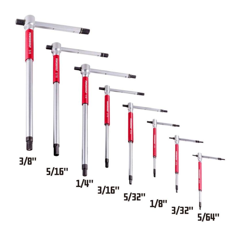 Juego de llaves Allen SAE de 8 piezas con mango en T Powerbuilt – rojo