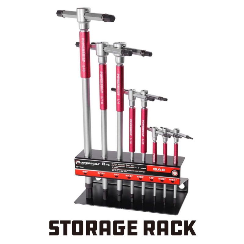 Juego de llaves Allen SAE de 8 piezas con mango en T Powerbuilt – rojo