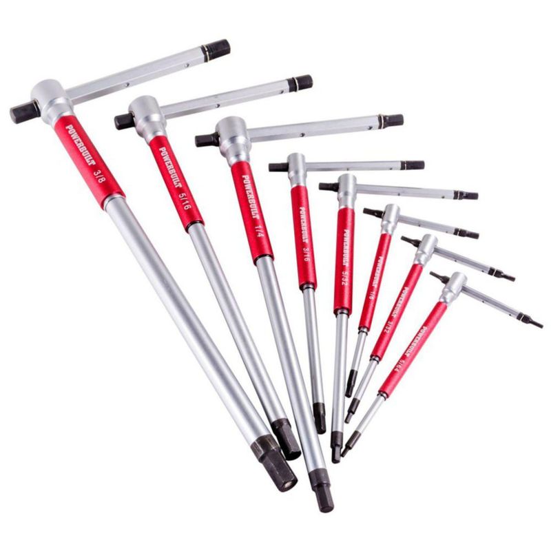 Juego de llaves Allen SAE de 8 piezas con mango en T Powerbuilt – rojo