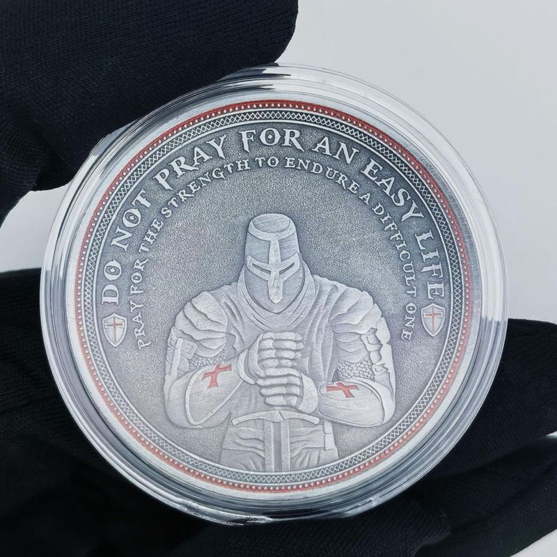 Moneda de Desafío WOERDA Caballero Templario Cruz Roja 4 cm