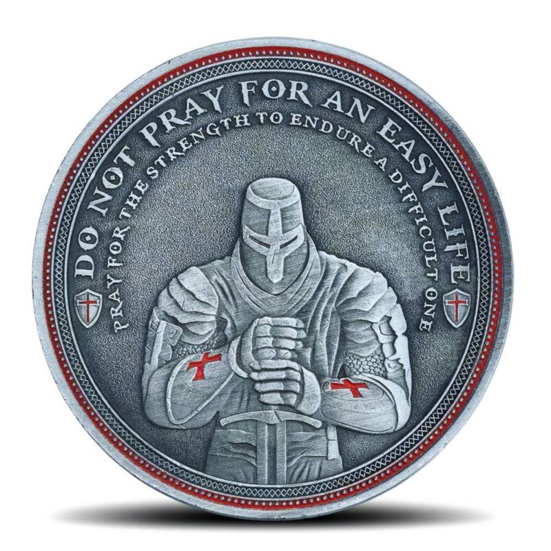 Moneda de Desafío WOERDA Caballero Templario Cruz Roja 4 cm