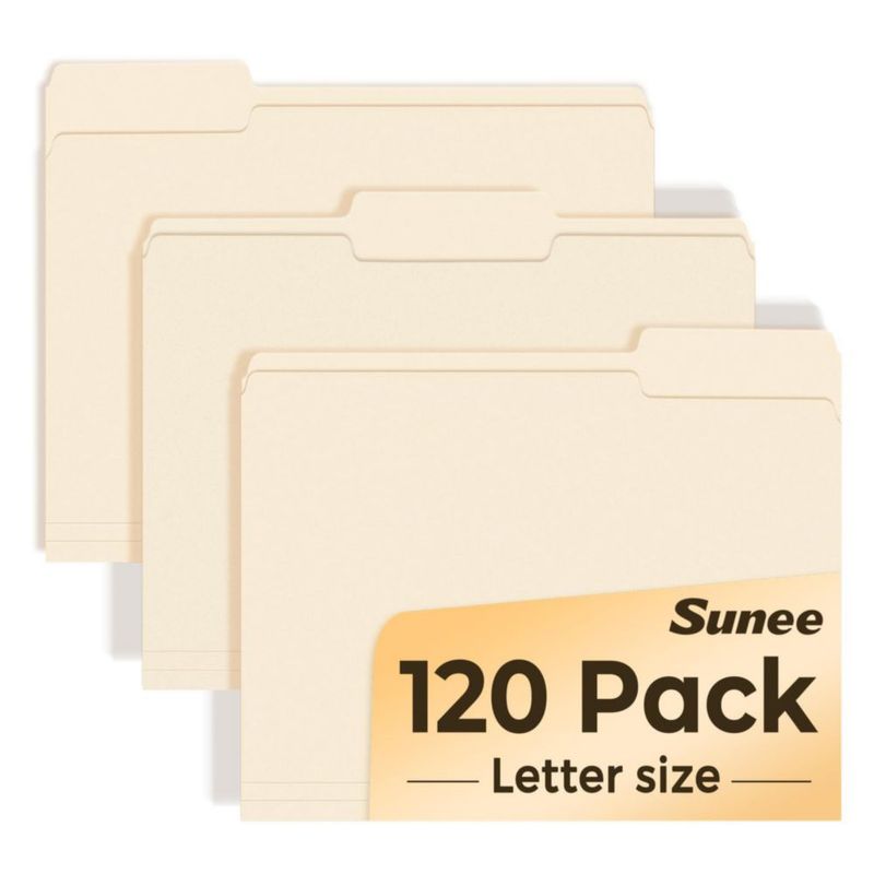 Carpetas de archivo SUNEE pack de 120 22 × 28 cm con pestaña de corte 1/3