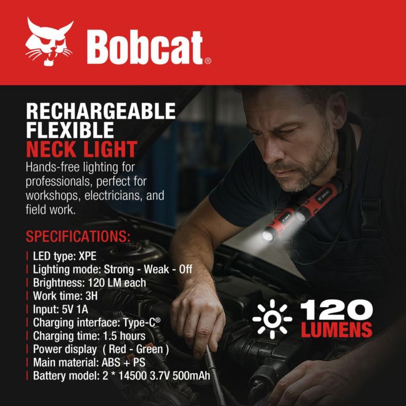 Luz de Cuello Recargable CJ TECH Bobcat Tipo‑C