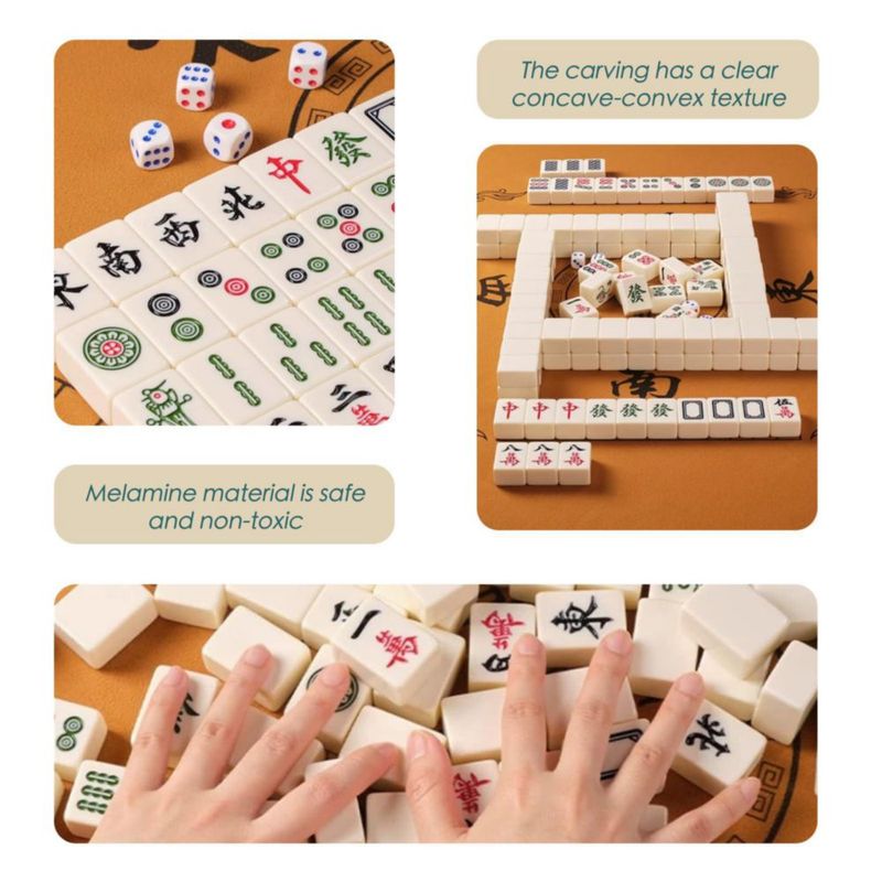 SEAMEW Juego Profesional de Mahjong Chino Tradicional - 30 mm 144 fichas de melamina verde y blanca con dados estuche blanco