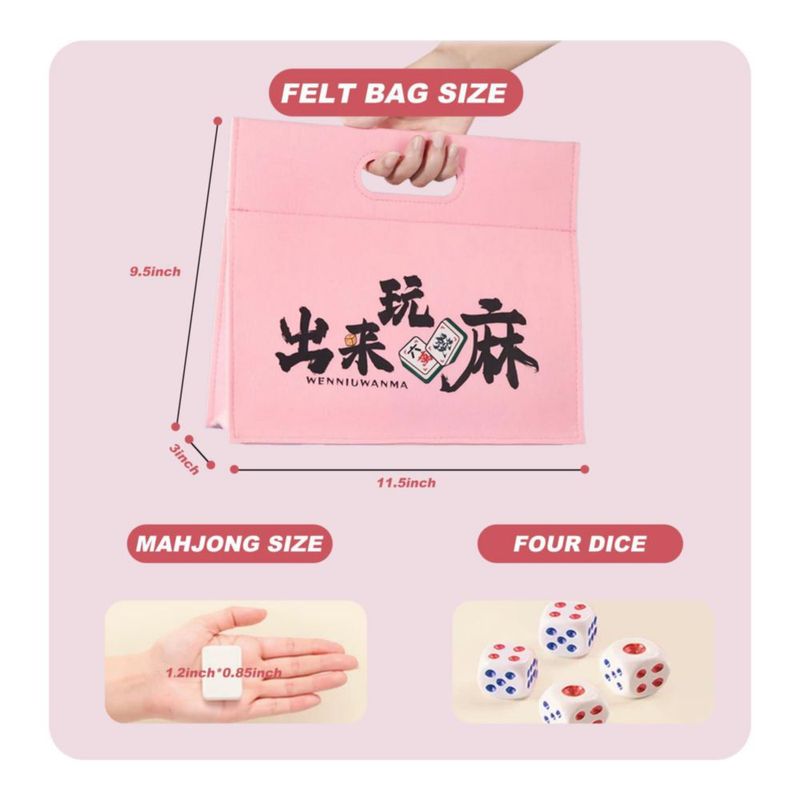 SEAMEW Juego Profesional de Mahjong Chino Tradicional - 30 mm 144 fichas de melamina verde y blanca con dados estuche blanco