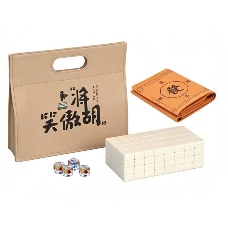 SEAMEW Juego Profesional de Mahjong Chino Tradicional - 30 mm 144 fichas de melamina verde y blanca con dados estuche blanco