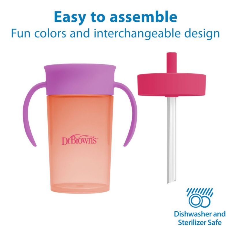 Vaso para beber Dr. Brown's 300 ml Rosa Coral (1 unidad)