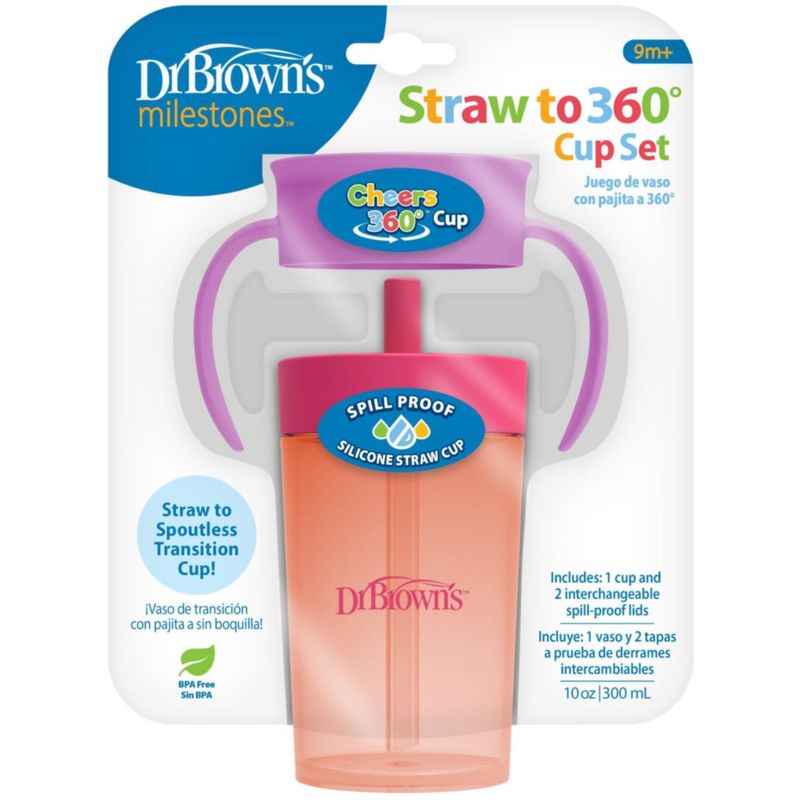 Vaso para beber Dr. Brown's 300 ml Rosa Coral (1 unidad)