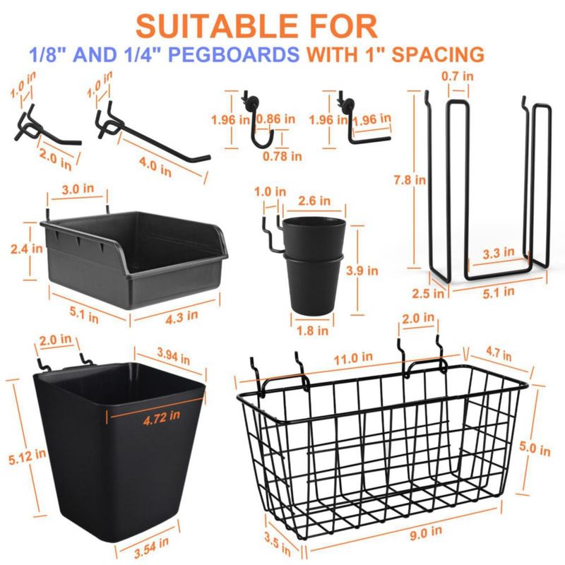 Kit organizador negro G.CORE 42 piezas para panel perforado