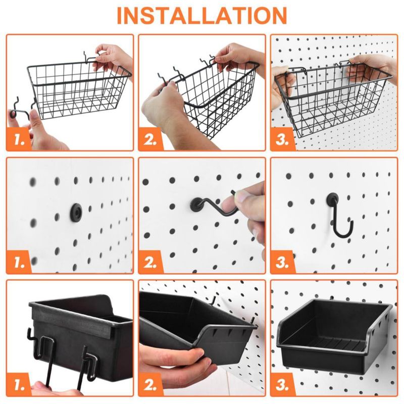 Kit organizador negro G.CORE 42 piezas para panel perforado