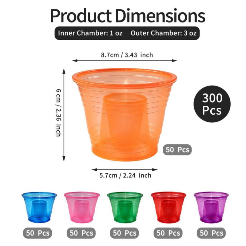 Vasos desechables HOME BREEZE 300 unidades de plástico multicolor