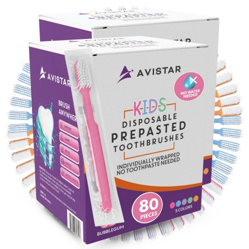 Cepillo de dientes desechable Avistar 80 unidades con pasta preaplicada