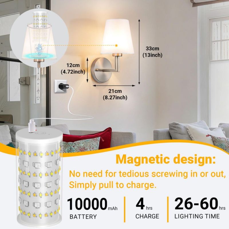 Aplique de Pared Vimhou – Set de 2 Inalámbrico y Alimentado por Batería