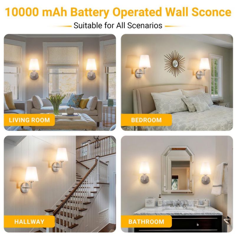Aplique de Pared Vimhou – Set de 2 Inalámbrico y Alimentado por Batería