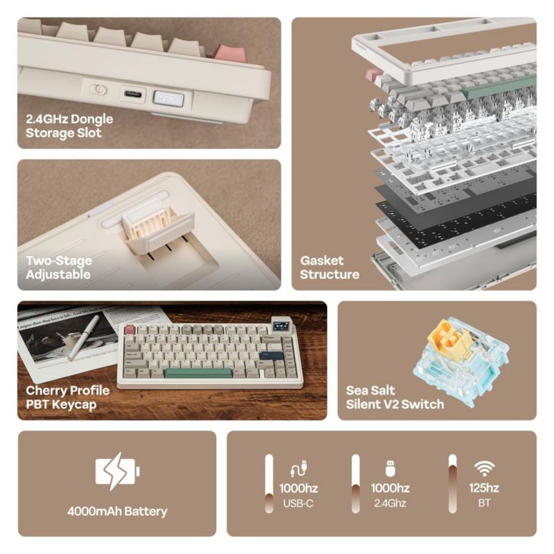 Teclado EPOMAKER RT82 Inalámbrico con Pantalla Personalizable VIA