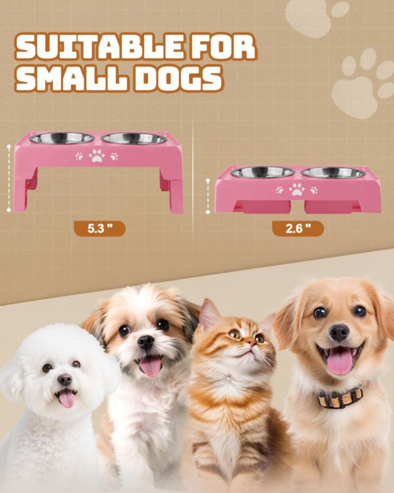 Tazones Elevados Jovrun 2 x 14 cm Ajustables 26‑135 cm para perros y gatos