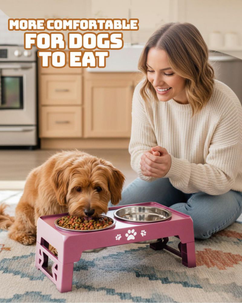 Tazones Elevados Jovrun 2 x 14 cm Ajustables 26‑135 cm para perros y gatos