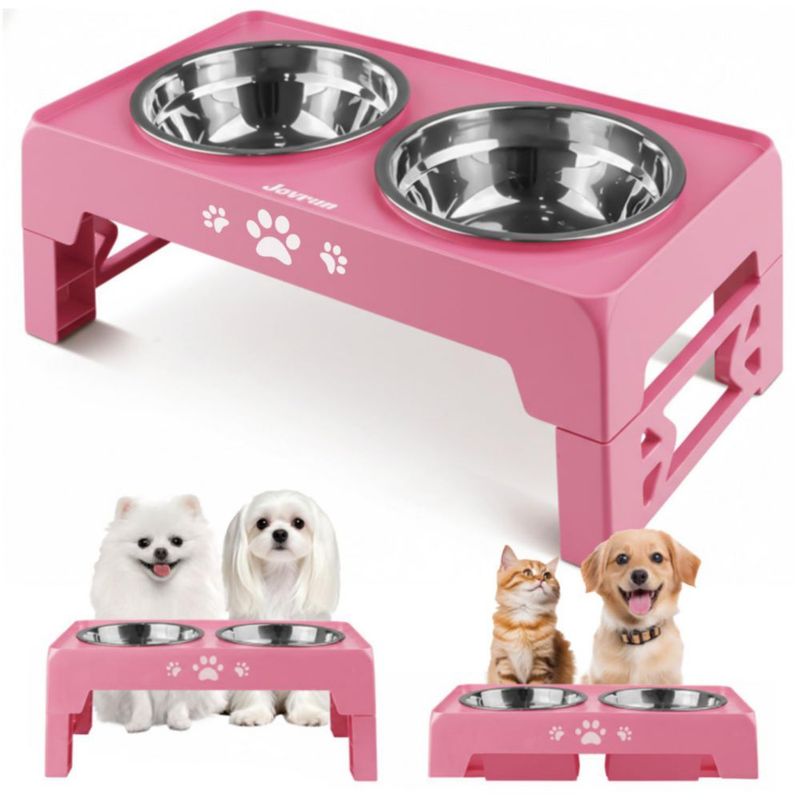 Tazones Elevados Jovrun 2 x 14 cm Ajustables 26‑135 cm para perros y gatos
