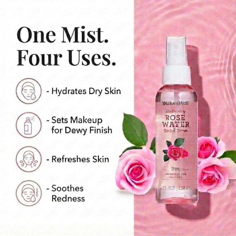 Tónico Facial NATURE WELL 118 ml Agua de Rosa en Spray