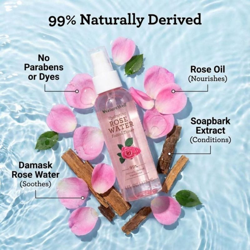 Tónico Facial NATURE WELL 118 ml Agua de Rosa en Spray
