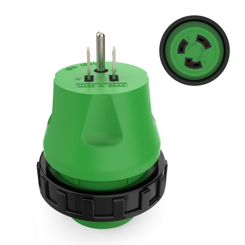 Adaptador RVGUARD 15A a 30A 125V 1875W verde