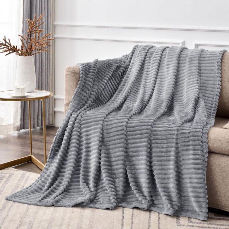 Manta BEDELITE 132x178 cm Gris 3D con Tejido Jacquard