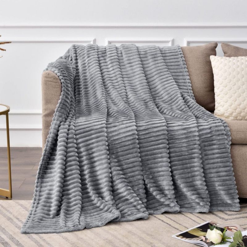 Manta BEDELITE 132x178 cm Gris 3D con Tejido Jacquard